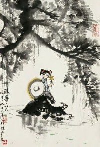 林墉 戊午（1978）年作 少女 立轴