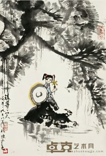 林墉 戊午（1978）年作 少女 立轴 67.5×46.5cm
