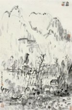 张彦 癸未（2003）年作 古黟月色 镜心
