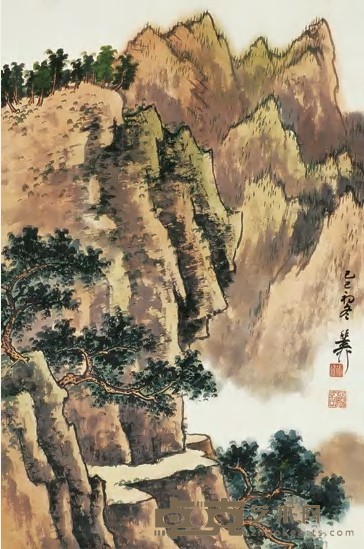 谢稚柳 己巳（1989）年作 山水 立轴 68.5×46cm