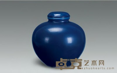 清乾隆 蓝釉盖罐 高23.5cm