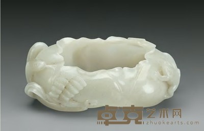 清 玉雕荷叶水洗 11.5×7.2×3.5cm