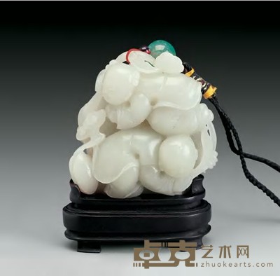 清 玉雕和合二仙摆件 7.5×7.2cm
