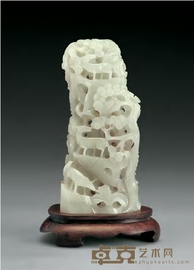 民国 玉雕山水人物山子 高13.6cm