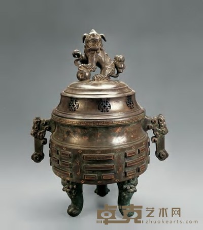 清 铜八卦掐丝龙纹鼎 高106cm