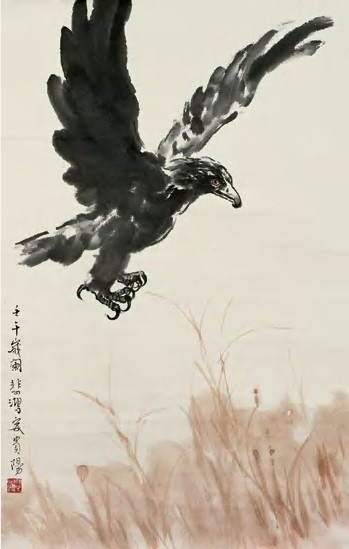 徐悲鸿 雄鹰图 立轴72×46cm