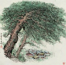 王琦 树生村落 镜心