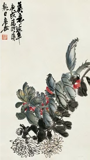 吴昌硕 庚戌（1910）年作 美意延年 立轴59×33cm