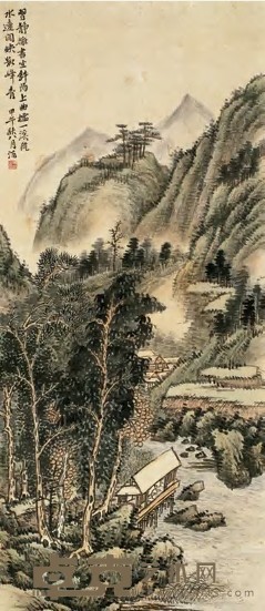 吴滔 甲午（1894）年作 山居图 立轴 100×43cm