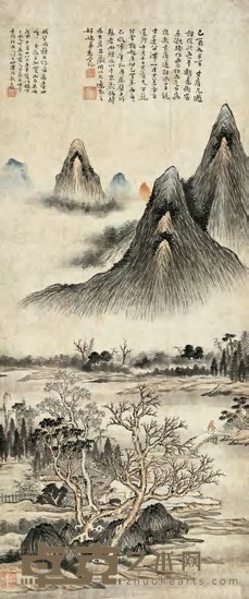 黎简 戊申（1788）年作 山居人家 屏轴 115×48cm