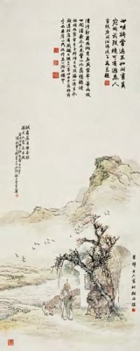 钱慧安 杨伯润 庚戌（1910）年作 稻香人家 立轴