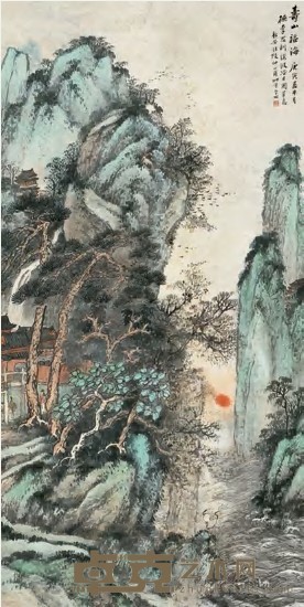 汪琨 庚寅（1950）年作 寿山福海 立轴 129×65cm