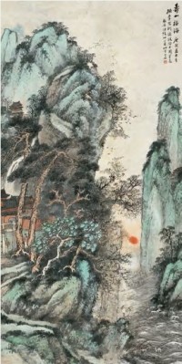 汪琨 庚寅（1950）年作 寿山福海 立轴