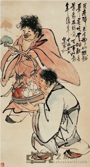 王震 甲戌（1934）年作 百事如意 立轴 178×95cm