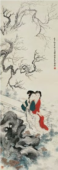 樊虚 壬申（1932）年作 梅园吹笛 立轴