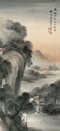 吴石僊 甲寅（1914）年作 夏山夕照 立轴