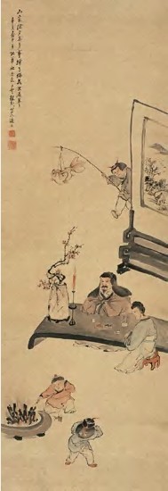 赵云壑 辛亥（1911）年作 山家除夕 立轴