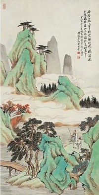 黄山寿 甲寅（1914）年作 春山行旅 立轴