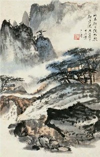 唐云 高山流水 立轴