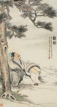 冯超然 甲子（1924）年作 听松图 立轴