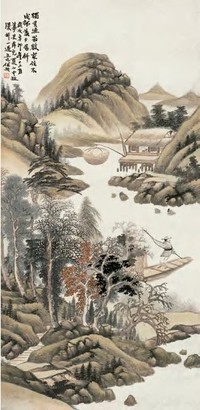 任预 辛卯（1891）年作 夏山云起 立轴