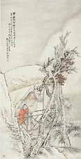 沈心海 汪琨 癸酉（1933）年作 登楼对雪 立轴