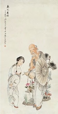 沈心海 丁巳（1917）年作 春风集瑞 立轴