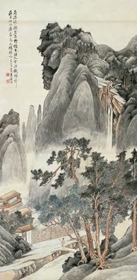 吴穀祥 壬午（1882）年作 携琴访友 立轴