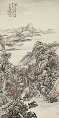 陆恢 壬子（1912）年作 溪山晴好 立轴