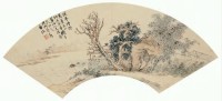 陆恢 戊戌（1898）年作 溪亭诗思 扇面