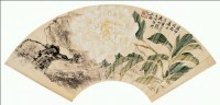 张大壮 壬寅（1962）年作 白牡丹图 扇面