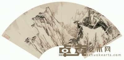 宋文治 乙丑（1985）年作 黄山晴雪 扇面 20×54.5cm