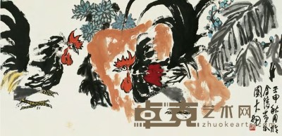 陈大羽 壬申（1992）年作 双吉图 镜心 66×135.5cm