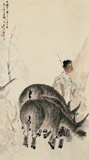 倪墨耕 甲辰（1904年）作 牧牛图 立轴