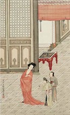 谢之光 甲戌（1934年）作 仕女图 立轴