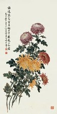 缪莆孙 己巳（1929年）作 菊花 镜心