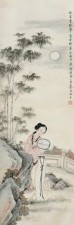 郑慕康 庚寅（1950年）作 仕女 屏轴