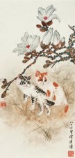陈莲涛 丁卯（1987年）作 双猫 镜心