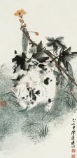 陈莲涛 丁卯（1987年）作 猫戏图 镜心
