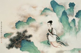 陈莲涛 甲子（1984年）作 山水 人物 镜心