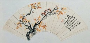 张大壮 花鸟 扇面