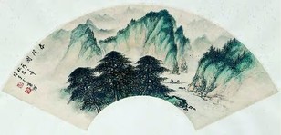 黎雄才 春筏图 扇面