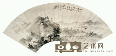 任预 山水 扇面 18.5×52.5cm