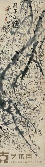 陈子庄 梅花 立轴 97×26.5cm