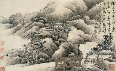 龚贤(款) 山居图 立轴 36×57cm
