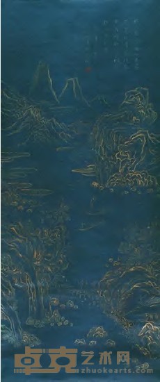 钱维城（款） 描金山水 立轴 115×48cm