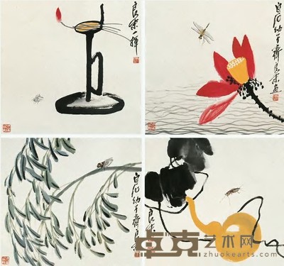 齐良末 花鸟 册页（十二开选四） 43.5×47cm×12