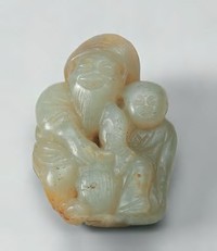 清 青玉雕人物摆件