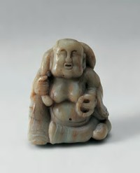 明 青白玉布袋和尚