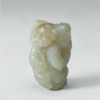 清 青玉雕人物摆件